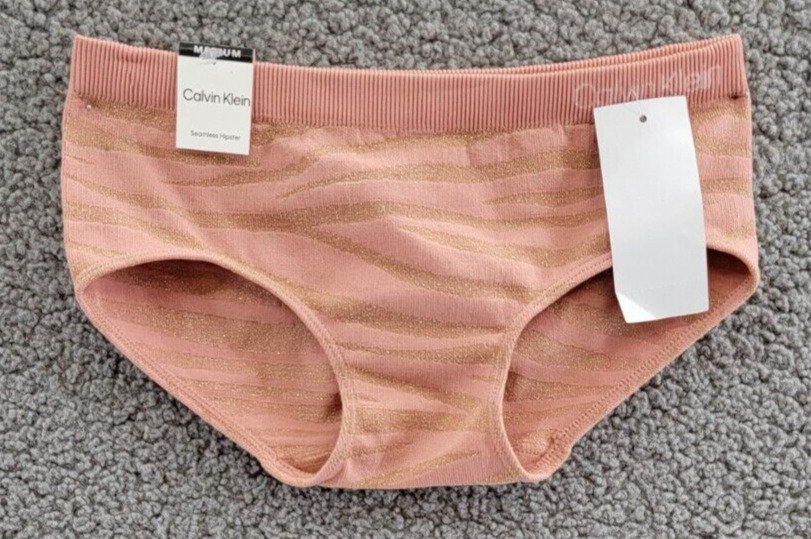 Calvin Klein Seamless Hipster Briefs Girls M 7/8 Rose Dawn Zebra Stretch Pull-On