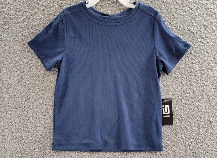ID Ideology Core Training Short Sleeve Shirt Boys 6 Indigo Sea Solid Crew Neck