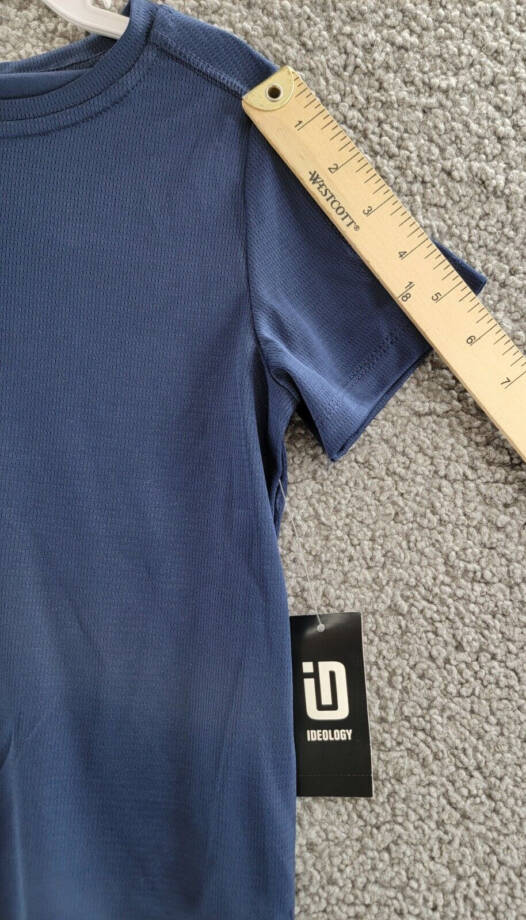 ID Ideology Core Training Short Sleeve Shirt Boys 6 Indigo Sea Solid Crew Neck