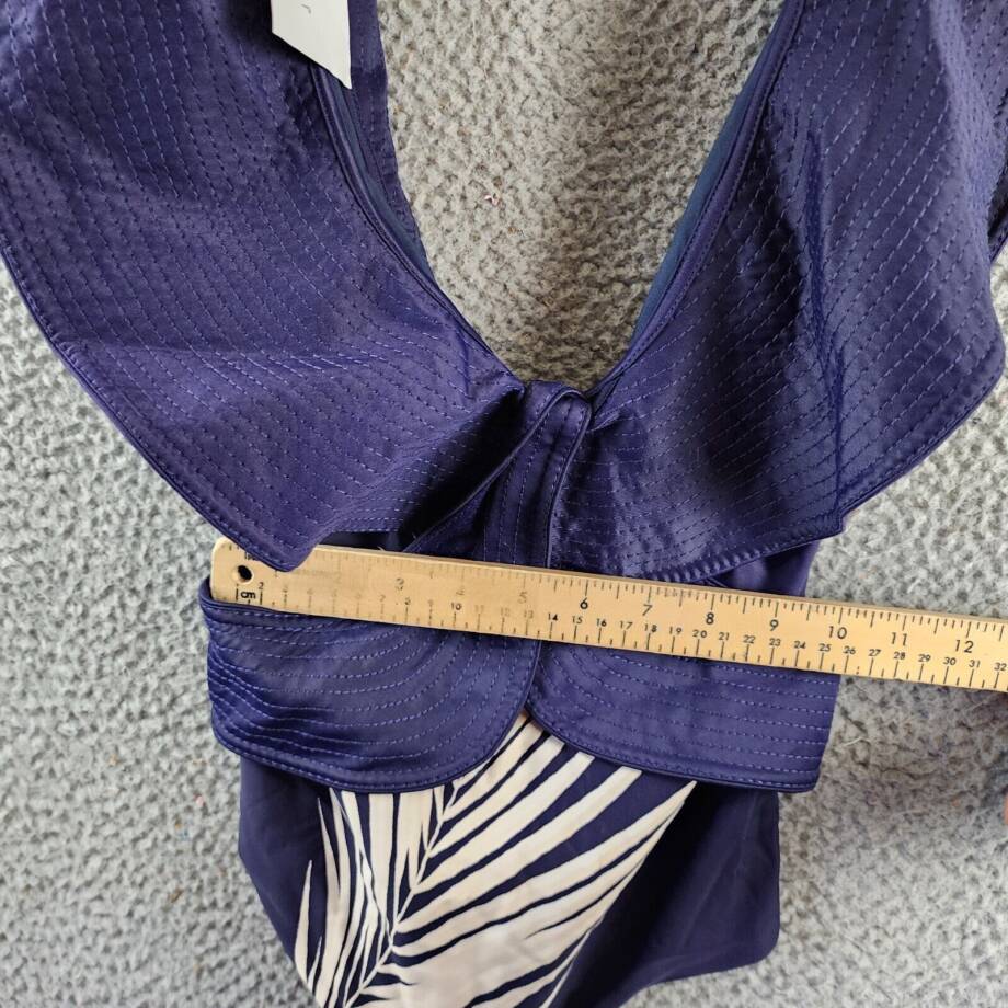 Johanna Ortiz Navegando Ando Ruffled One Piece Swimsuit Women's XS Navy/Ecru~