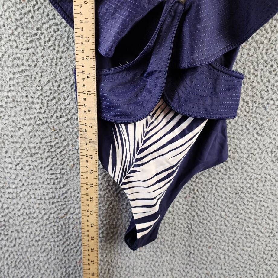 Johanna Ortiz Navegando Ando Ruffled One Piece Swimsuit Women's XS Navy/Ecru~
