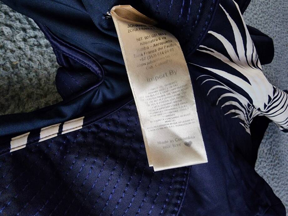 Johanna Ortiz Navegando Ando Ruffled One Piece Swimsuit Women's XS Navy/Ecru~
