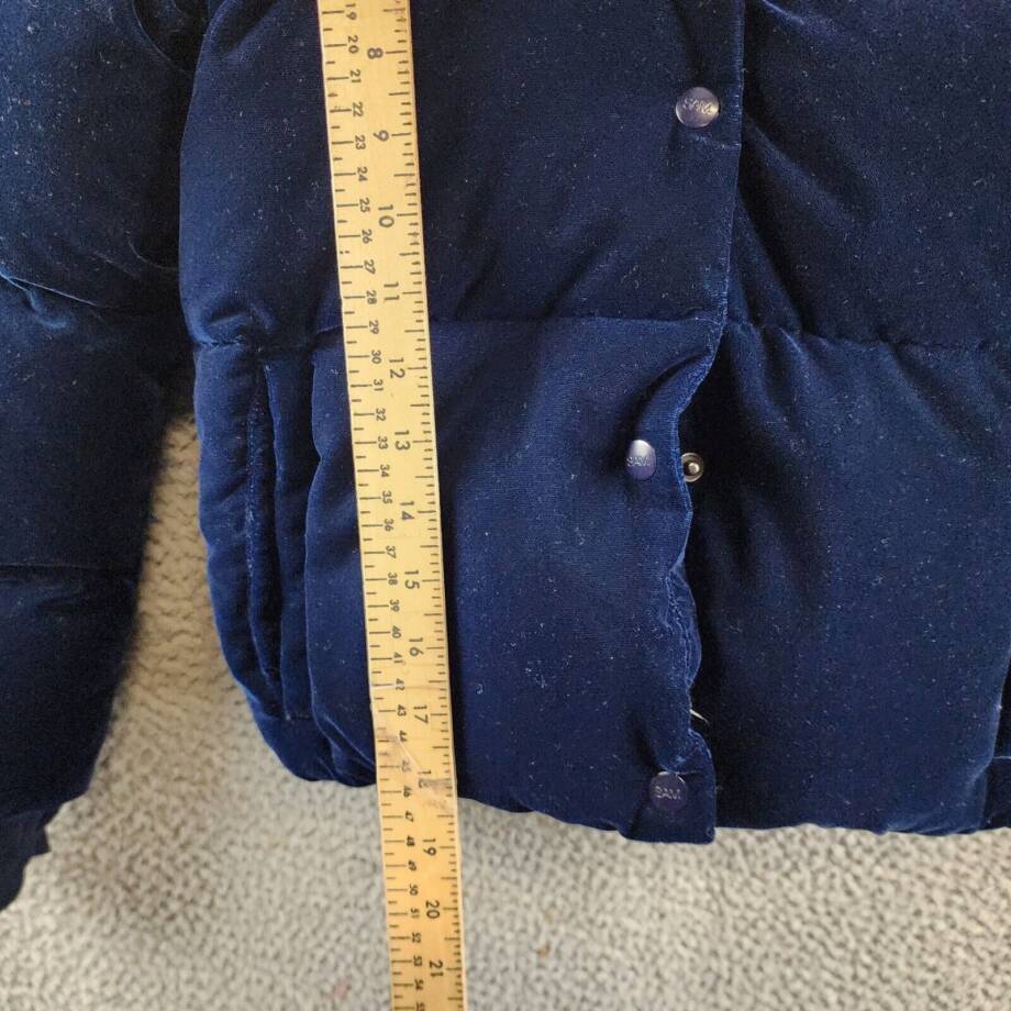 SAM. Sophia Velvet Puffer Jacket Girls 10 Navy Solid Long Sleeve Snap Closure