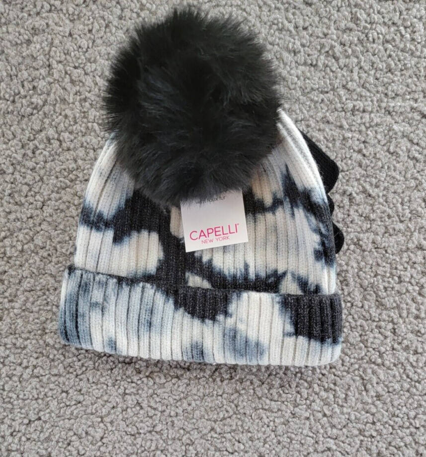 Capelli New York Tie Dyed Hat & Gloves Set Girls' S/M Black Combo Pull On
