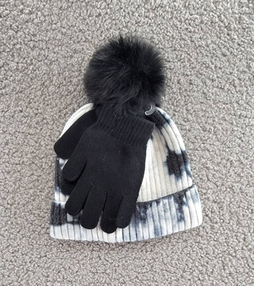 Capelli New York Tie Dyed Hat & Gloves Set Girls' S/M Black Combo Pull On