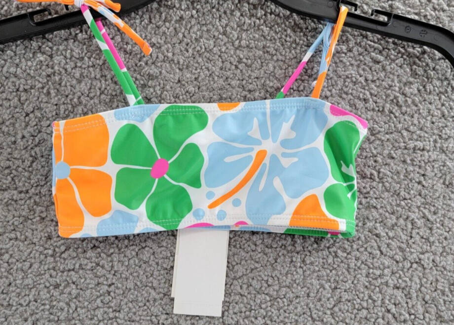 COTTON ON Anita Bikini Swimsuit Top Little Girls 5 Multi Floral Shoulder Tie