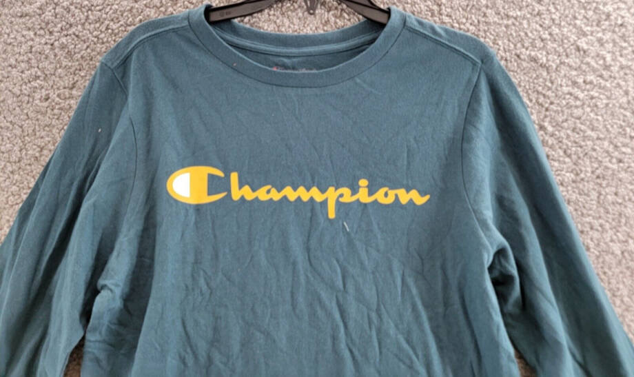 Champion Long-Sleeve T-Shirt Big Boys L 14/16 Metallic Teal Crew Neck Pullover