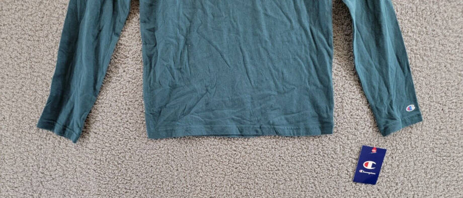 Champion Long-Sleeve T-Shirt Big Boys L 14/16 Metallic Teal Crew Neck Pullover