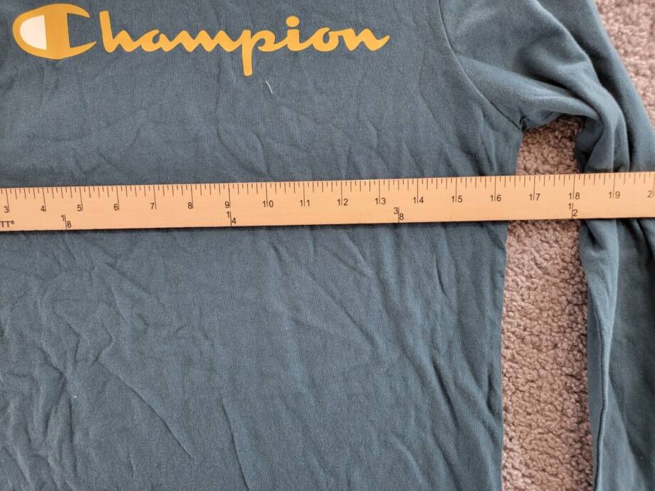 Champion Long-Sleeve T-Shirt Big Boys L 14/16 Metallic Teal Crew Neck Pullover