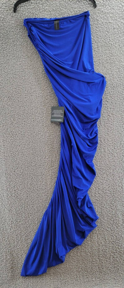 Norma Kamali Diana Gown Women's XS/34 Electric Blue Asymmetrical Pullover Style