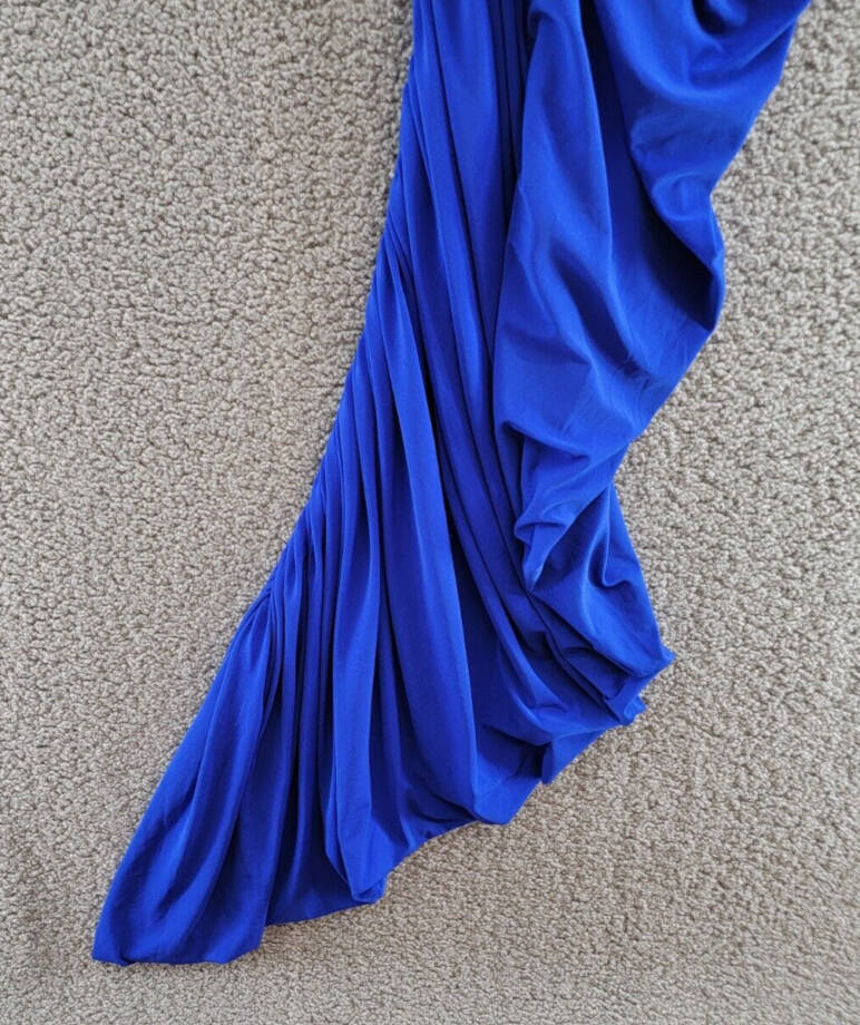 Norma Kamali Diana Gown Women's XS/34 Electric Blue Asymmetrical Pullover Style
