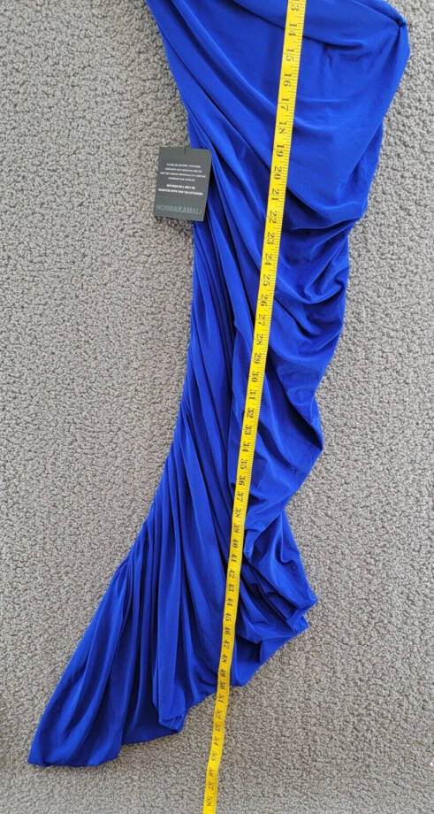 Norma Kamali Diana Gown Women's XS/34 Electric Blue Asymmetrical Pullover Style