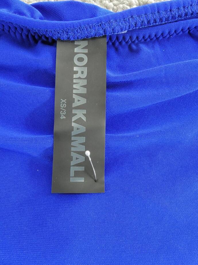 Norma Kamali Diana Gown Women's XS/34 Electric Blue Asymmetrical Pullover Style