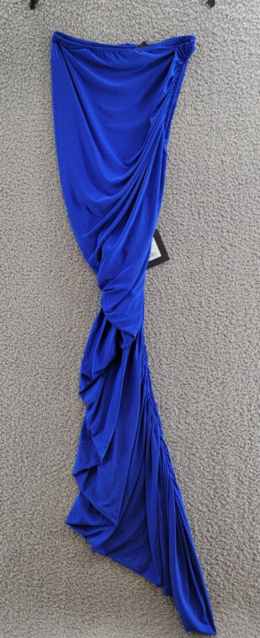 Norma Kamali Diana Gown Women's XS/34 Electric Blue Asymmetrical Pullover Style