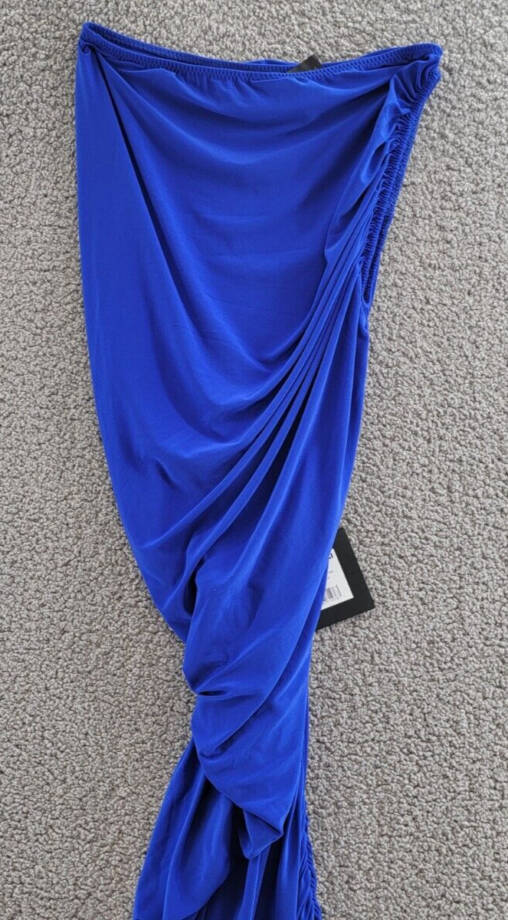 Norma Kamali Diana Gown Women's XS/34 Electric Blue Asymmetrical Pullover Style