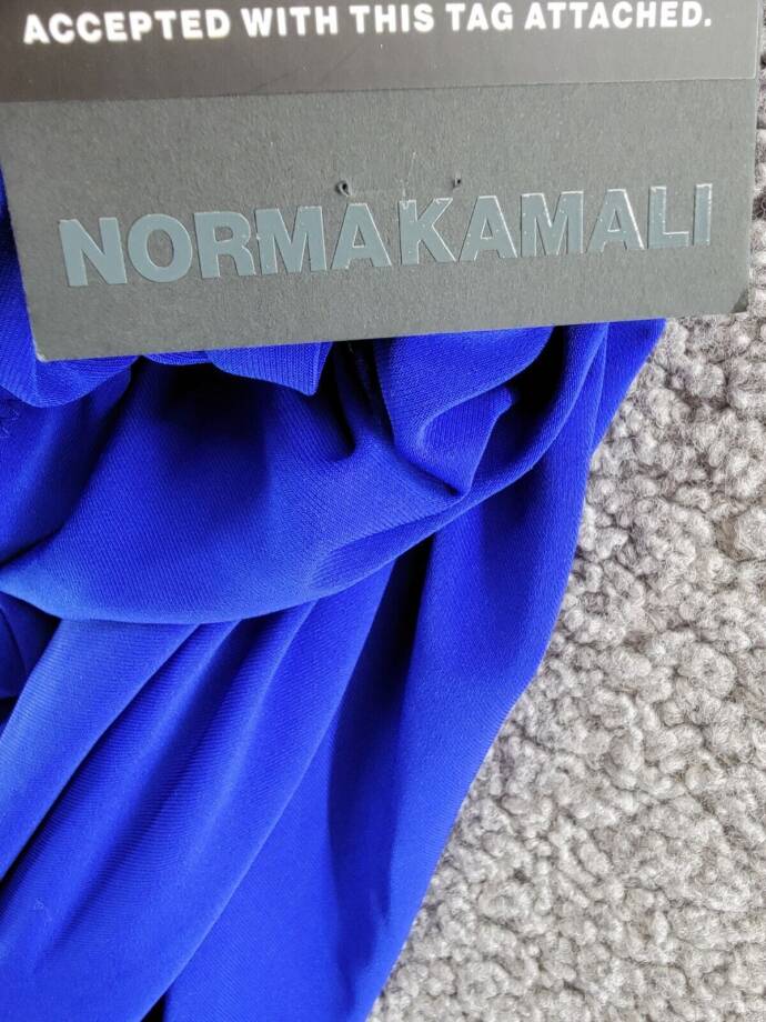Norma Kamali Diana Gown Women's XS/34 Electric Blue Asymmetrical Pullover Style