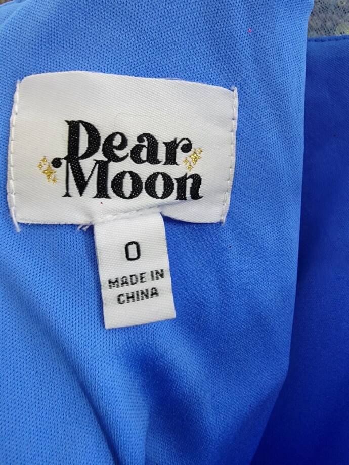 Dear Moon Embellished Illusion-Corset Feather-Skirt Gown Juniors 0 Blue Lace Zip
