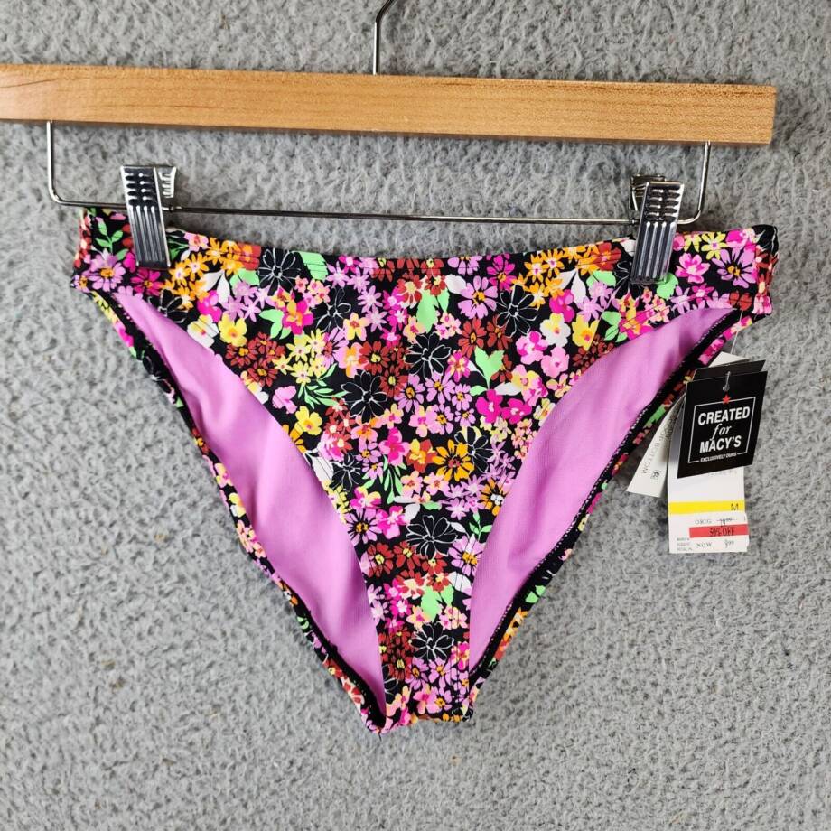 California Waves Printed Hipster Bikini Bottoms Juniors' Medium Floral Multi +