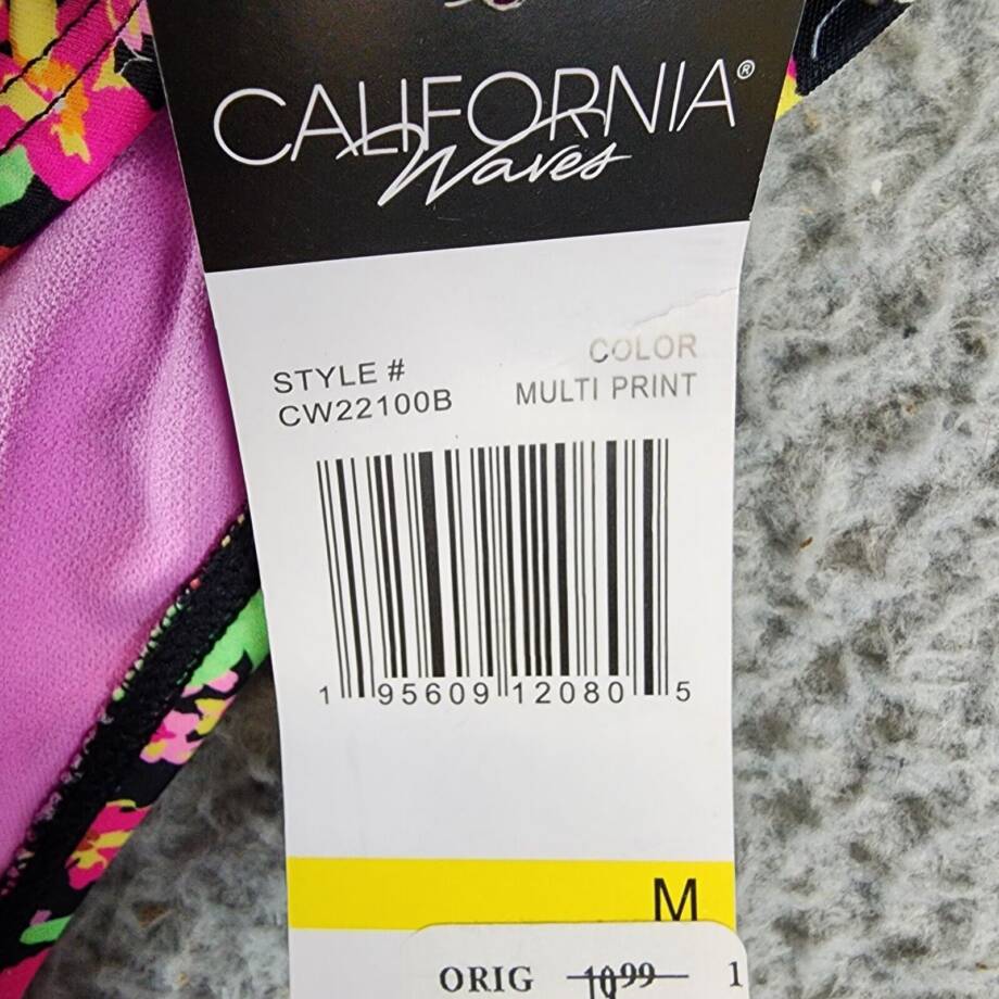California Waves Printed Hipster Bikini Bottoms Juniors' Medium Floral Multi +