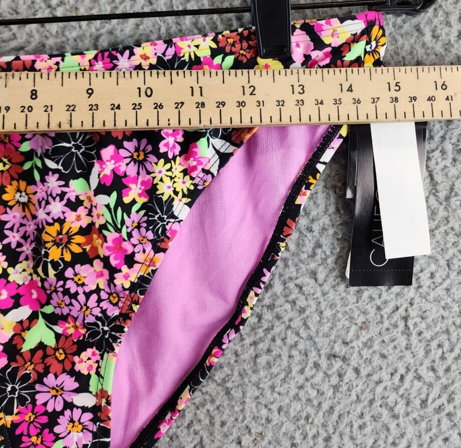 California Waves Hipster Floral Print Swim Bottom Juniors L Multicolor Pull On