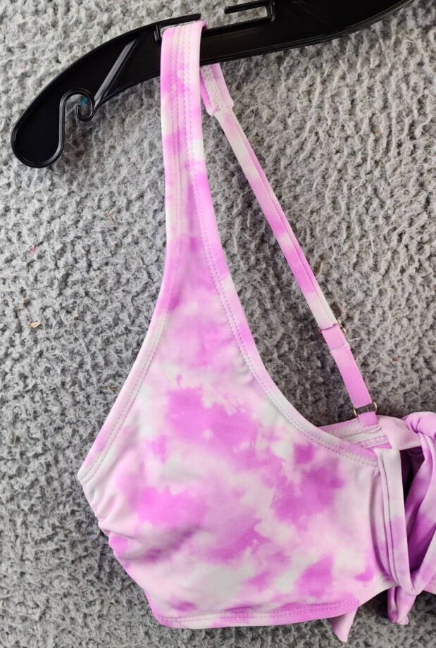 California Waves V-Wire Bralette Bikini Top Juniors L Pink Tie Dye Adjustable