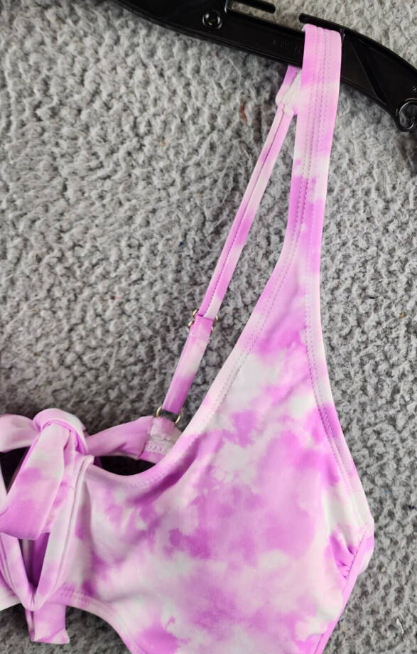 California Waves V-Wire Bralette Bikini Top Juniors L Pink Tie Dye Adjustable