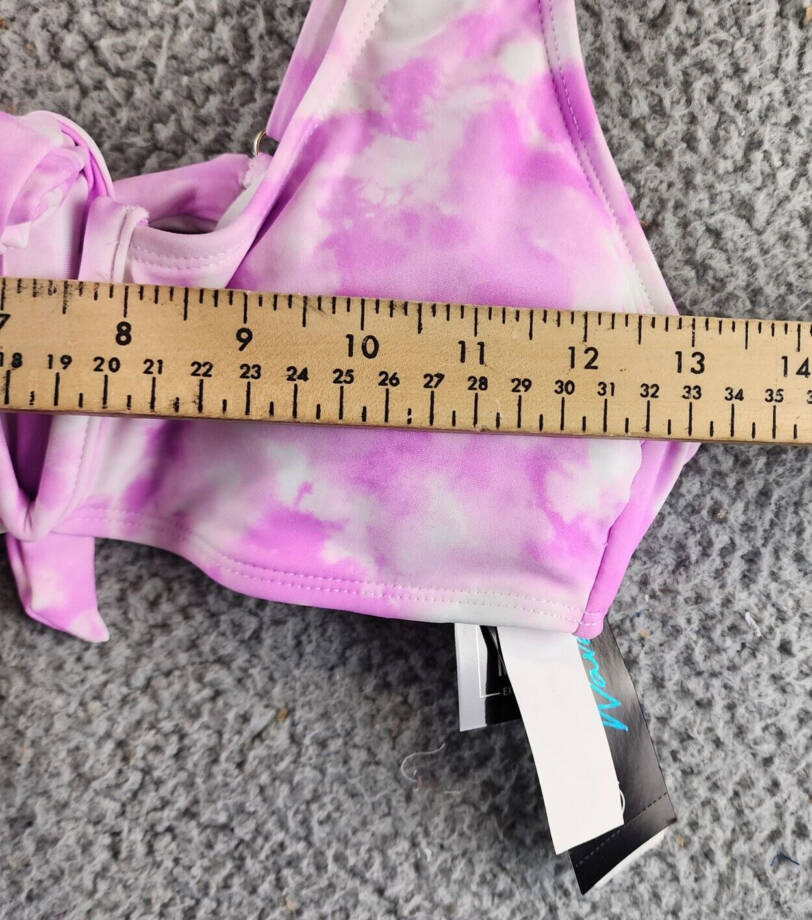 California Waves V-Wire Bralette Bikini Top Juniors L Pink Tie Dye Adjustable