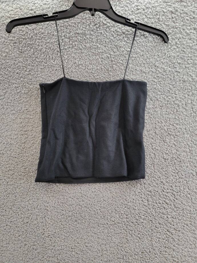 Vince Wool-Blend Strapless Top Women's XS Black Sleeveless Zipper Closure