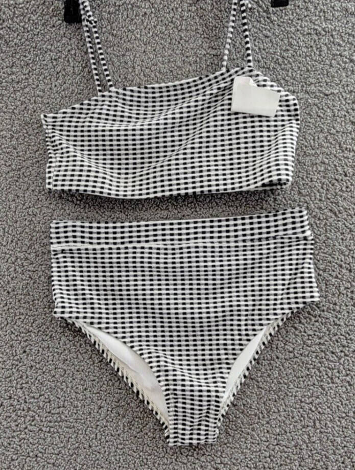 Cotton On Kids Anita Bikini Set Girls 15-16 Navy Blazer/Gingham Shoulder Straps~
