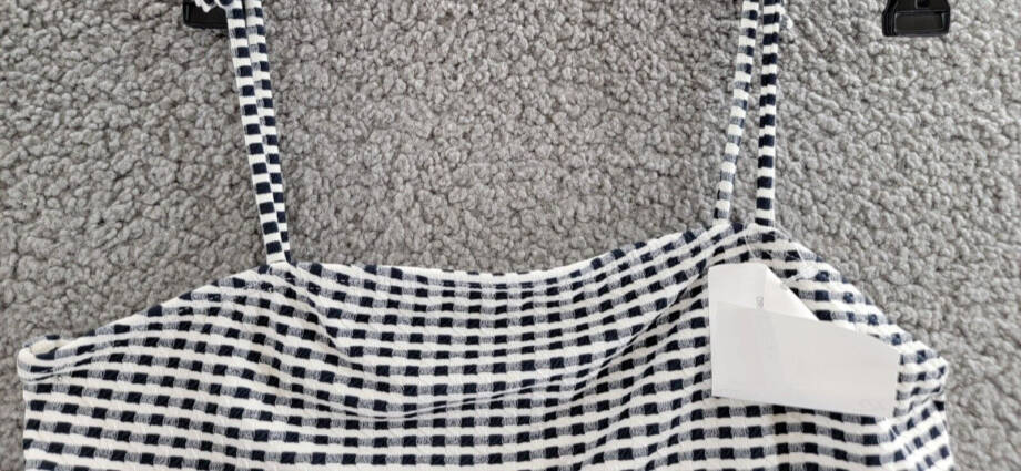 Cotton On Kids Anita Bikini Set Girls 15-16 Navy Blazer/Gingham Shoulder Straps~