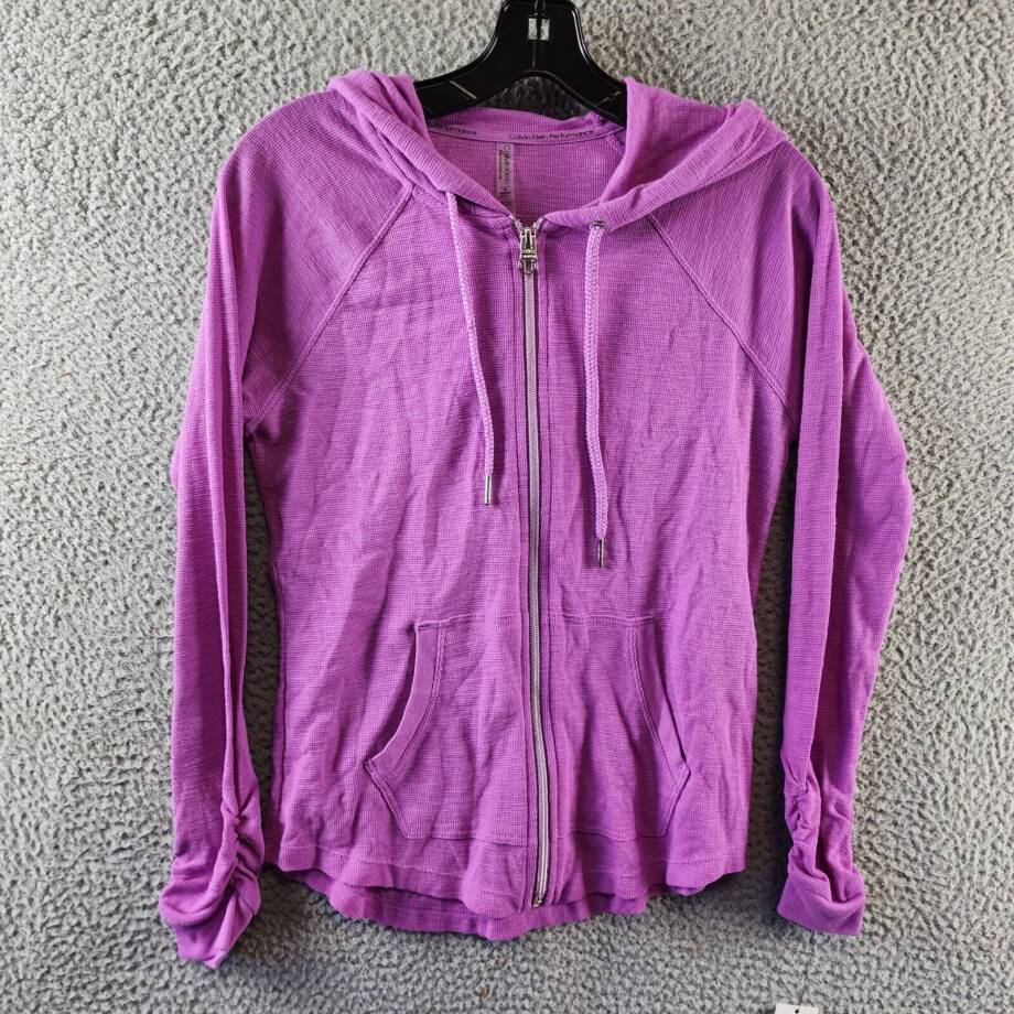 Calvin Klein Performance Ruched-Sleeve Zip Hoodie Women's XS Lotus Zip Closure