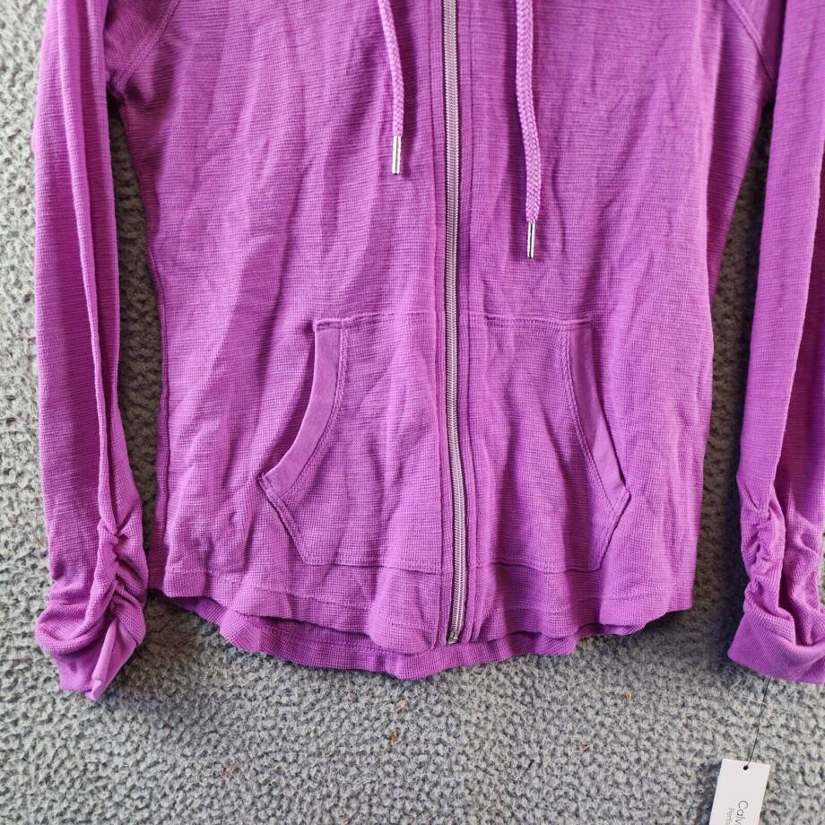 Calvin Klein Performance Ruched-Sleeve Zip Hoodie Women's XS Lotus Zip Closure