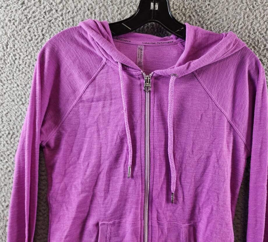 Calvin Klein Performance Ruched-Sleeve Zip Hoodie Women's XS Lotus Zip Closure