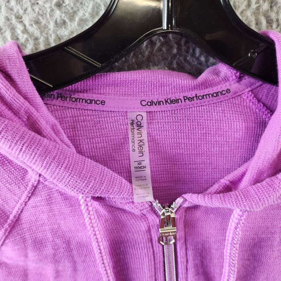 Calvin Klein Performance Ruched-Sleeve Zip Hoodie Women's XS Lotus Zip Closure