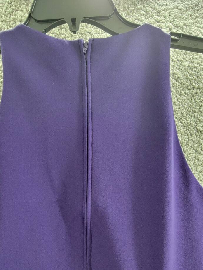 AQUA Cut-out Knee-length Dress Women's 12 Purple Round Neck Back Zip Closure