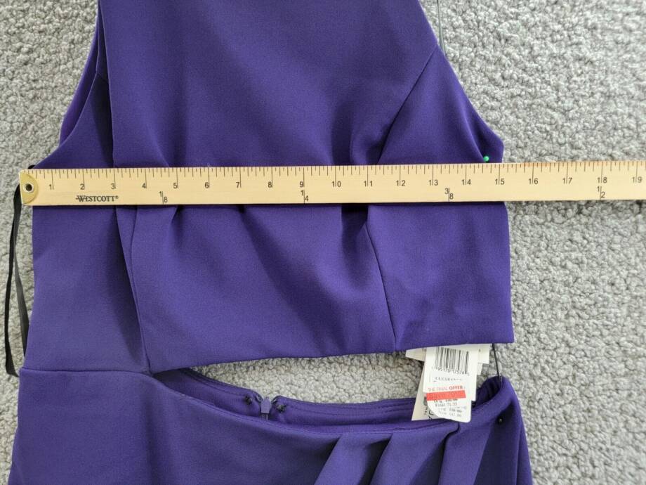 AQUA Cut-out Knee-length Dress Women's 12 Purple Round Neck Back Zip Closure