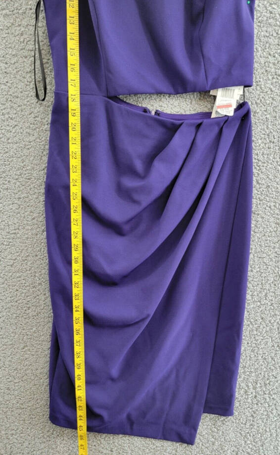 AQUA Cut-out Knee-length Dress Women's 12 Purple Round Neck Back Zip Closure