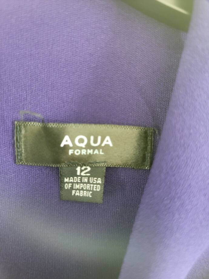 AQUA Cut-out Knee-length Dress Women's 12 Purple Round Neck Back Zip Closure