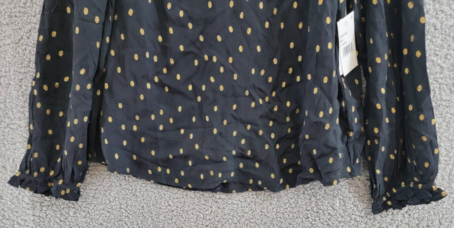 Velvet by Graham & Spencer Krista Metallic Dot Boho Top Women's XS Black L/S