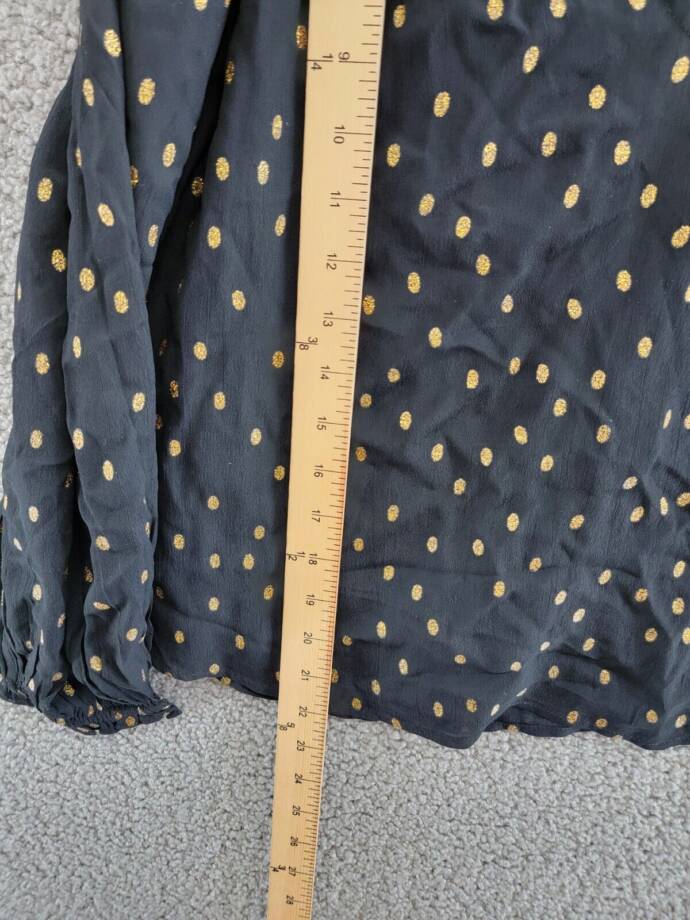 Velvet by Graham & Spencer Krista Metallic Dot Boho Top Women's XS Black L/S