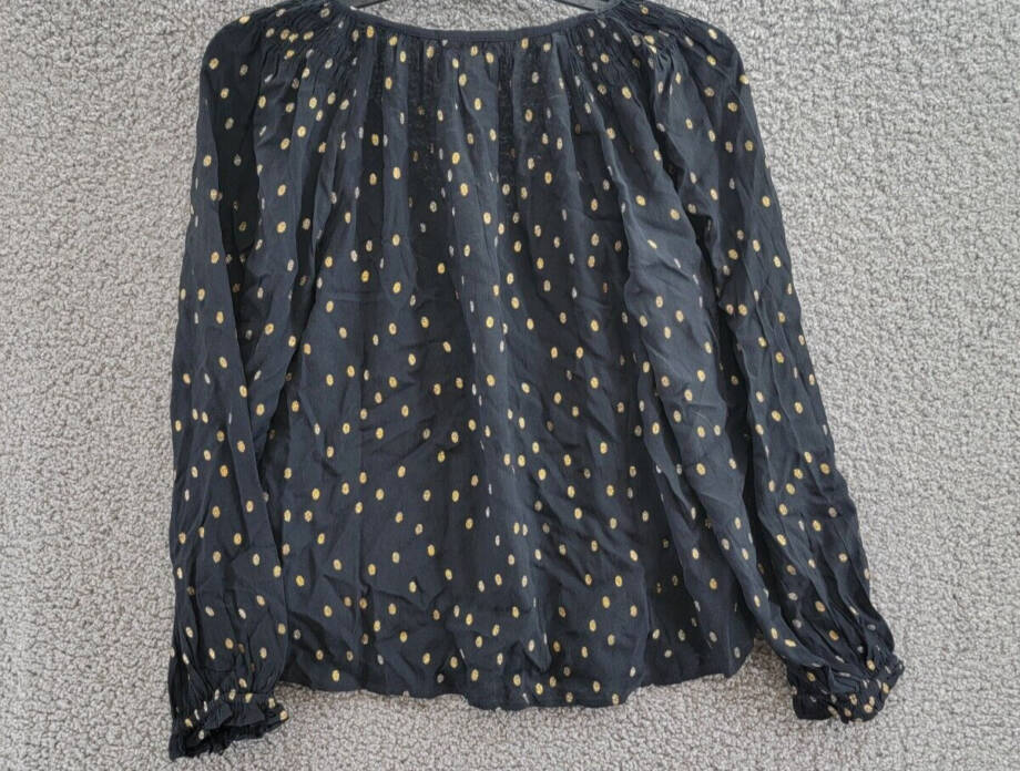 Velvet by Graham & Spencer Krista Metallic Dot Boho Top Women's XS Black L/S