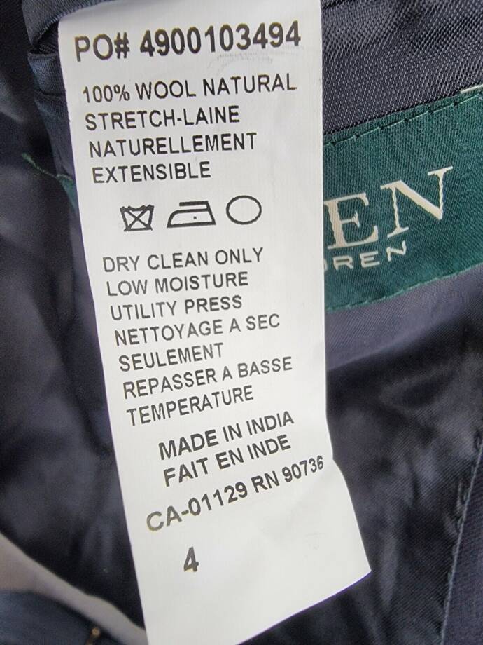 Lauren Ralph Lauren Wool Suit Jacket Little Boys 4 Navy Button Front Long Sleeve
