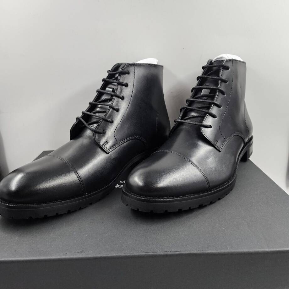 The Men's Store at Bloomingdale's Lace up Cap Toe Boots Men's 8.5 Black Solid