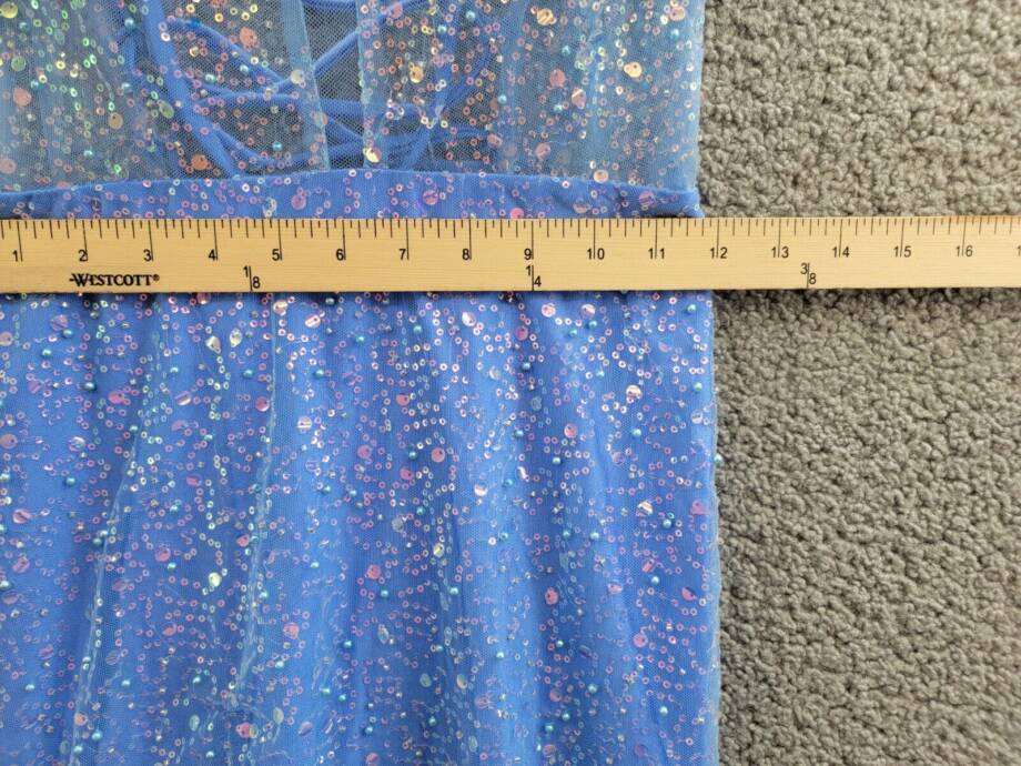Dear Moon Embellished Illusion-Corset Feather-Skirt Gown Juniors 3 Periwinkle