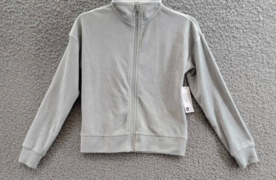 ID Ideology Velour Zip-Up Sweatshirt Big Girls S Shark Fin Stand Collar L/S
