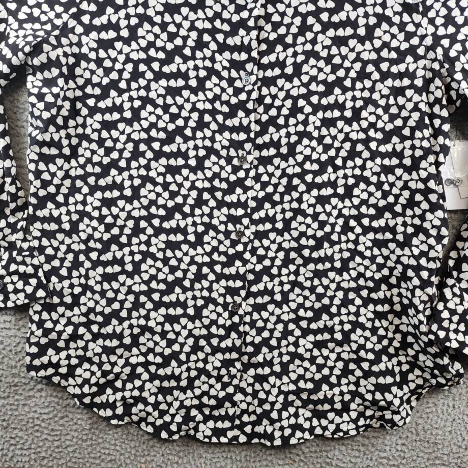Equipment Essential Silk Heart Print Shirt Women's XXL Black/White Long Sleeve