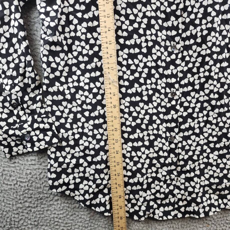Equipment Essential Silk Heart Print Shirt Women's XXL Black/White Long Sleeve