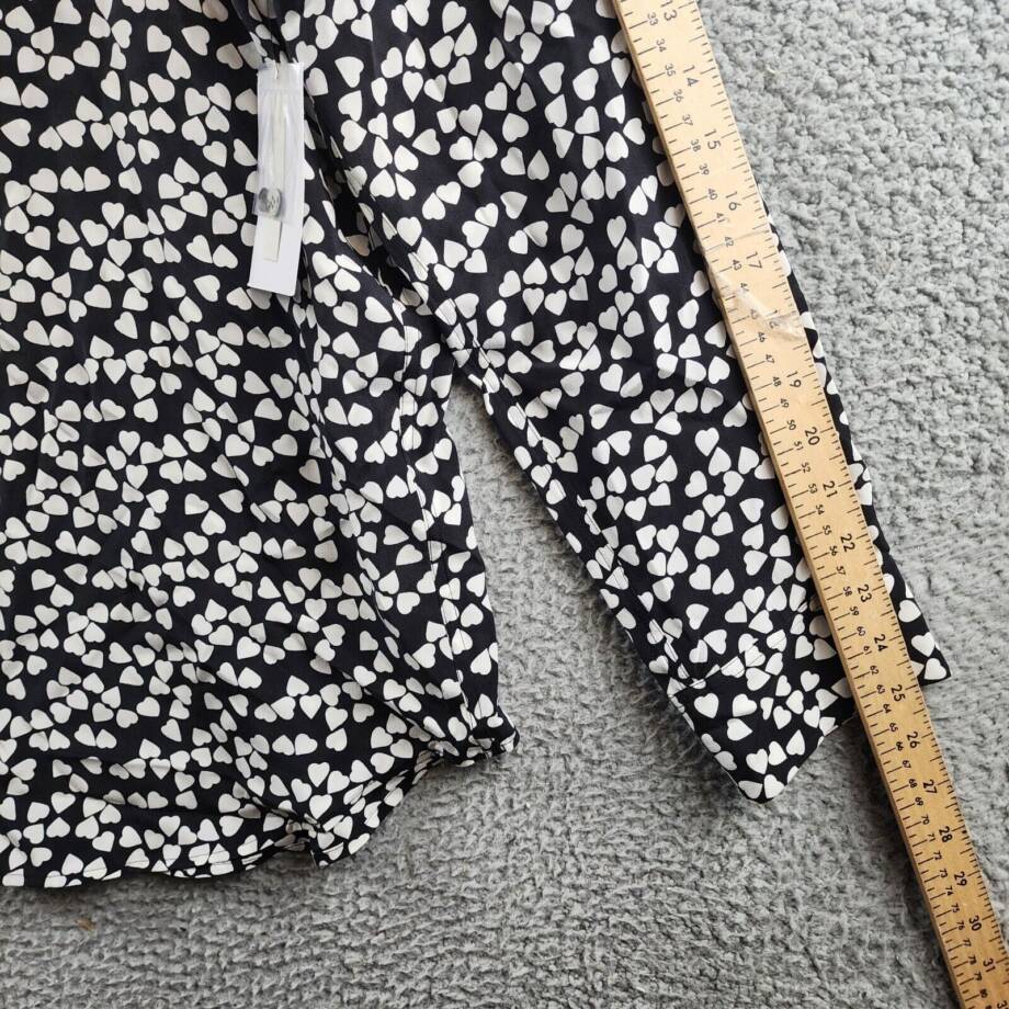 Equipment Essential Silk Heart Print Shirt Women's XXL Black/White Long Sleeve