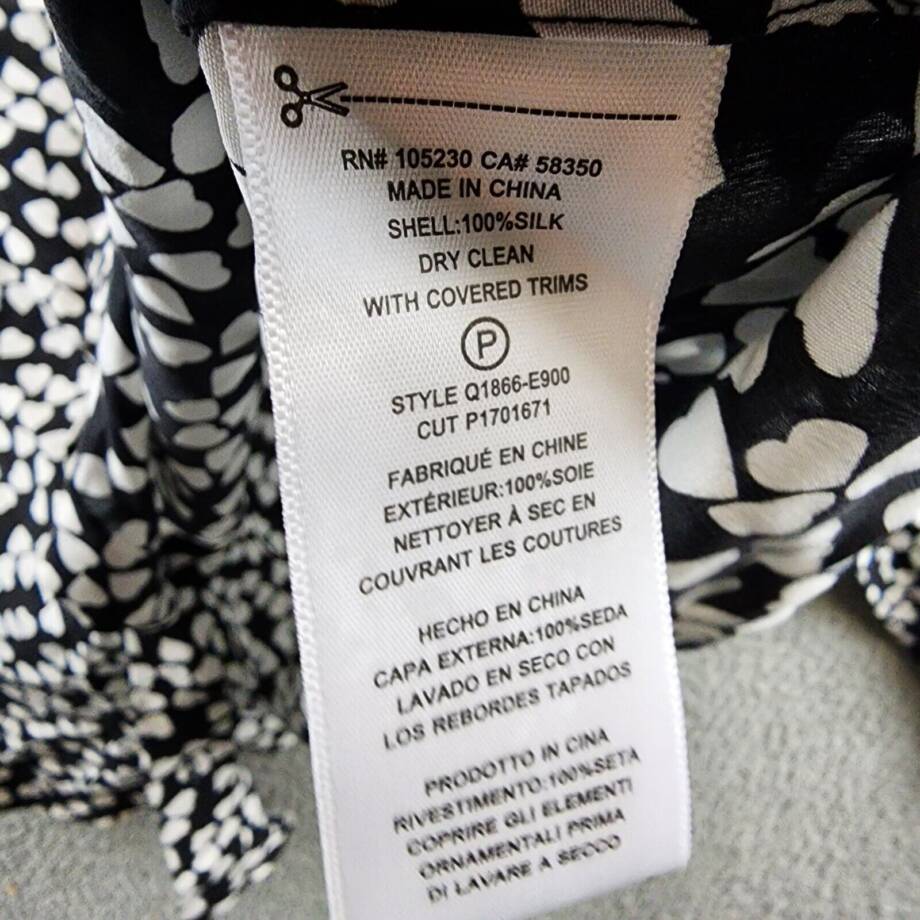 Equipment Essential Silk Heart Print Shirt Women's XXL Black/White Long Sleeve
