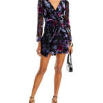 AQUA Floral Velvet Burnout Mini Dress Women's XL Black Multi Back Zip Closure